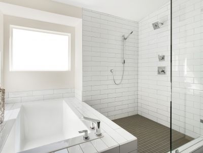Walk-In Shower with Tiled Accent Wall